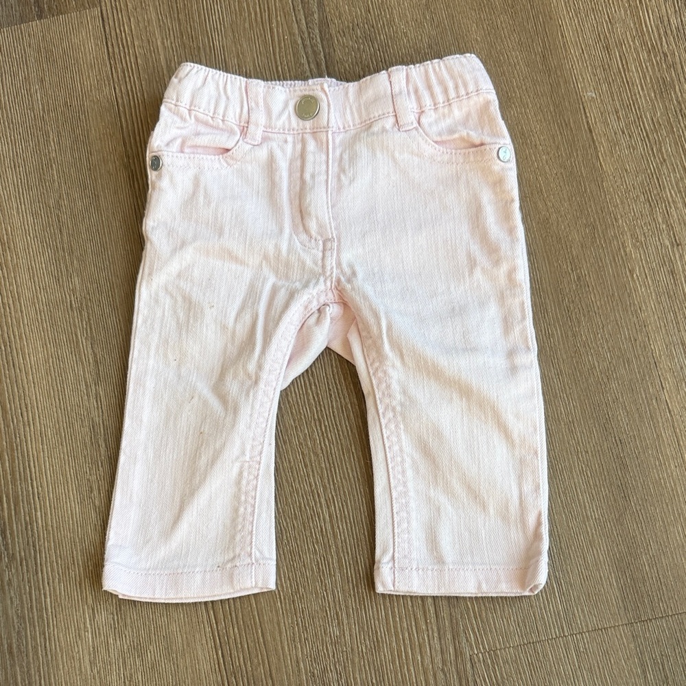 Jacadi baby girl pale pink denim jeans - size 6m